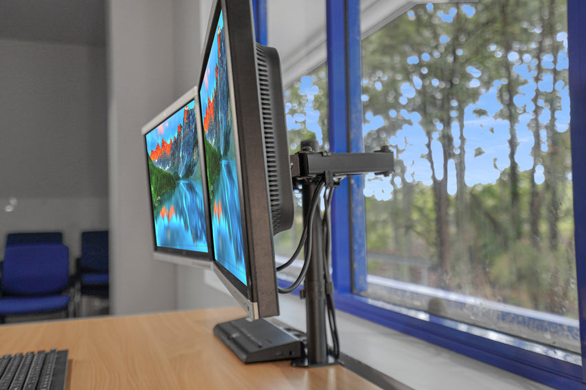 HP LA2205wg 22" Dual Monitor Bundle with Adjustable Arm & Cables (Refurbished)