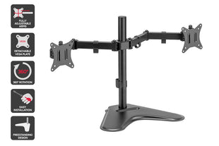 Dual Monitor Mount Stand – Adjustable Height, Tilt, Swivel & Rotation, VESA Compatible Desk Setup