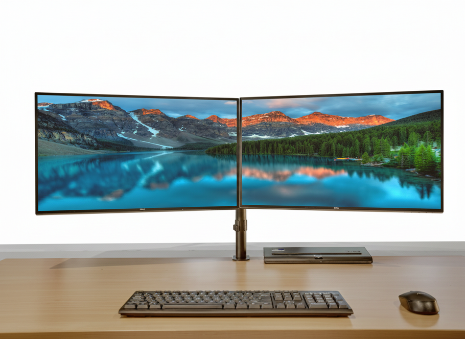 Firefly_Gemini_Flash_Dual_monitor_system_with_no_background