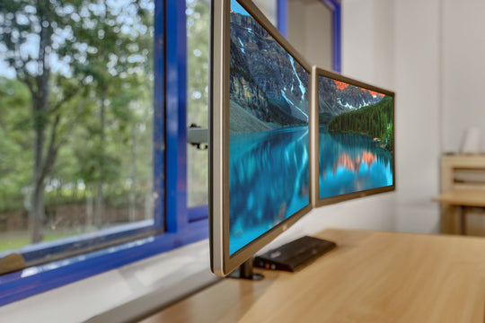 Dell P2414H 24" FHD Dual Monitor Bundle with Adjustable Arm & Cables (Refurbished)